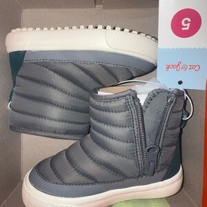 Cat & Jack 5c Kids' Gray Puffer Zip Winter Boots